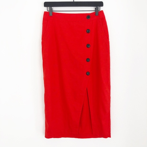Urban Outfitters Amanda Red Linen Skirt Size M - Picture 3 of 11